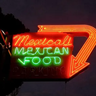 Parking sign at night