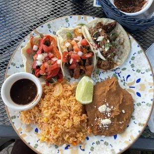 Taco Plate (grilled veggies, al pastor, barbacoa)
