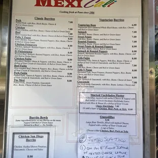 Mexicali Menu (Feb 2024)