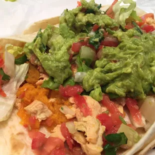 Sweet potato and tofu soft taco with guacamole!