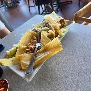 Two Tamales , Chicken or Pork