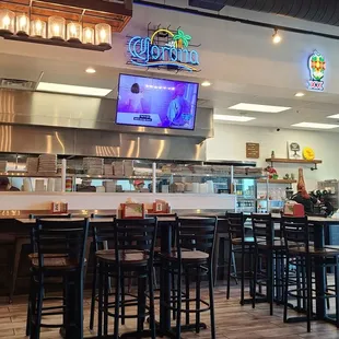 Open kitchen and order counter.