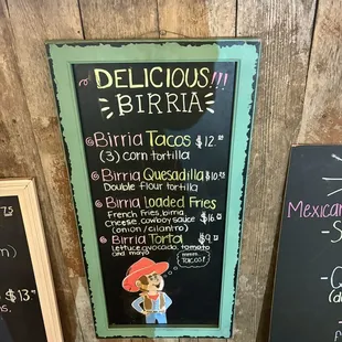 One of their menus