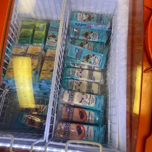 a refridgerator filled with snacks