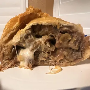 Chimichanga is loaded with meat and cheese