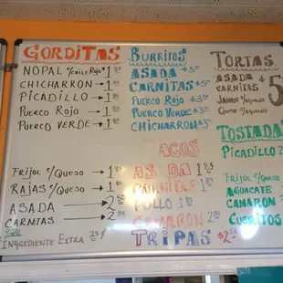 menus and prices