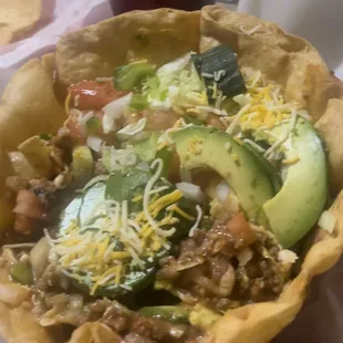 Delicious taco salad bowl