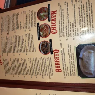 a menu for a mexican restaurant