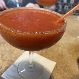 Strawberry Mango Margarita rimmed with sugar