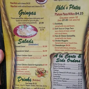 Menu back