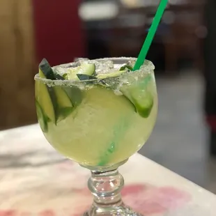 Spicy jalapeno and cucumber margarita