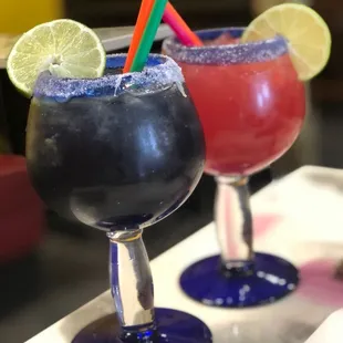 Blueberry and raspberry Margaritas