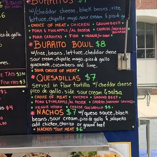 a menu for burritos