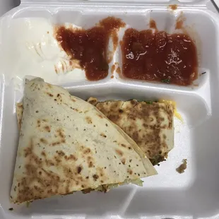 Quesadilla after I'd already eaten two pieces the size of my hand. Generous portions.