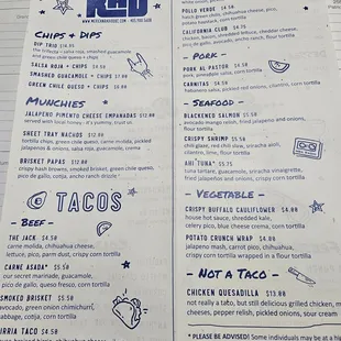 menu