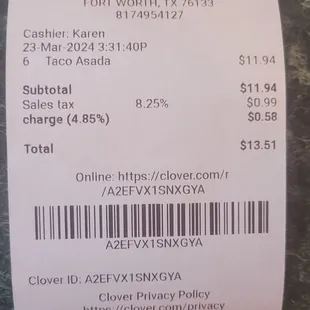 Good decent price very pleased and filled me up with just 3