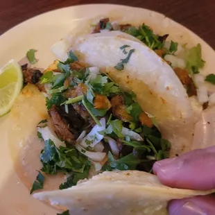 Forgot to take a picture before I started chomping. Good tacos