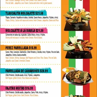 a menu for a mexican restaurant