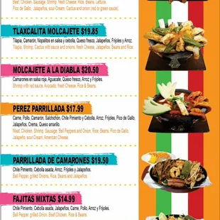 a menu for mexican cuisine