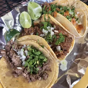 Steak and barbacoa tacos