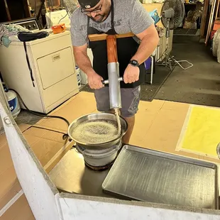 a man preparing food