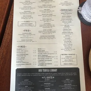 Drink menu