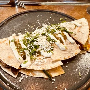 Veggie quesadillas with chicken added