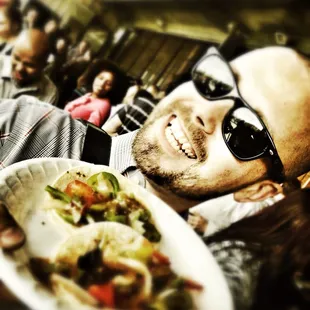 a man with a plate of food