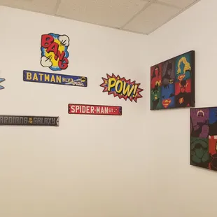 Thus picture is silly as I never take pictures of the inside of a bathroom, but it shows their dedication to fun and decoration! Rare sight