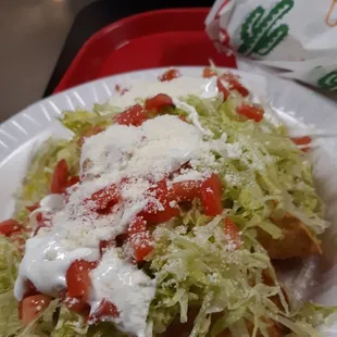 Somewhere there are three potato tacos.