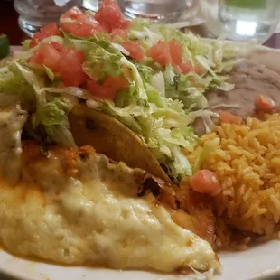 Combo (enchilada, taco, tostada and flauta)