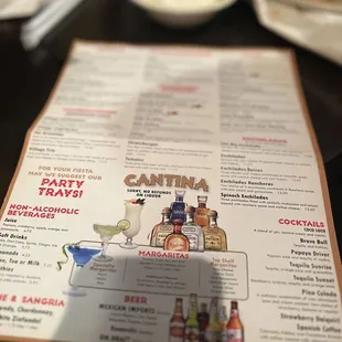 a menu for a mexican restaurant