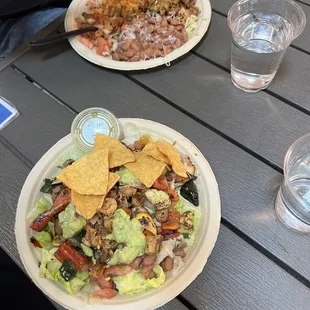 Mexicana Salad (slight left) & Burrito Bowl (slight right)