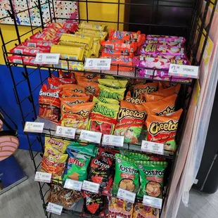 a display of mexican snacks