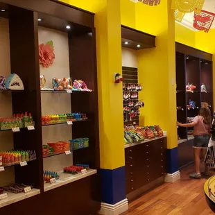 the inside of a candy shop
