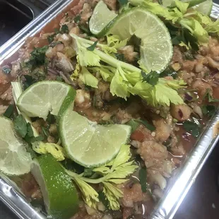 Ceviche de camarón y pescado