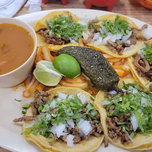 Carne Asada Taquitos and Charro Beans