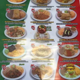 Menu as of July 2016