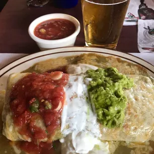 House special burrito with Chile verde topped with some house salsa. 5-2024