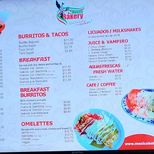 a menu for a mexican restaurant