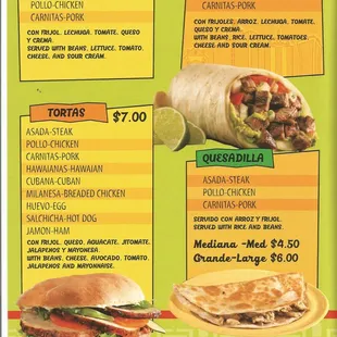 menu, burritos and wraps