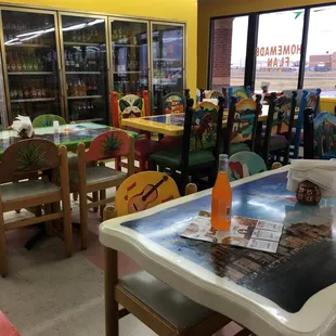 They have seating, tables and booths.