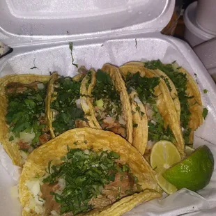 6 pork tacos