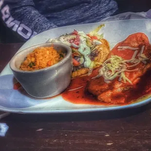 a plate of mexican food