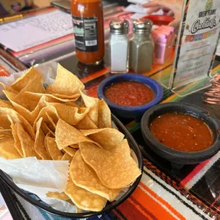 Chips and salsa brought out for the table