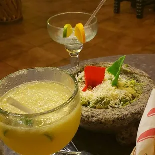 Fresh guac and a finished Patrón marg, alongside my nearly-finished margarona.  It was a good night.