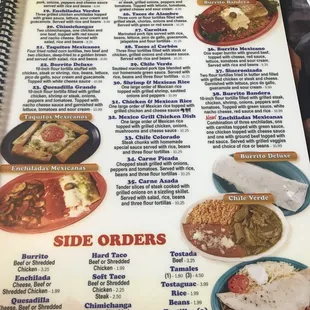 a menu for a mexican restaurant