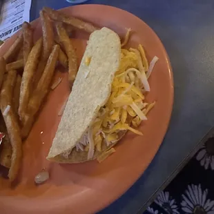 Chicken taco kids plate