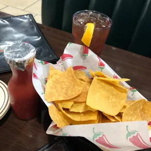 Chips n Salsa with Oklahoma sweet tea