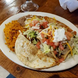 2. Chalupa, Quesadilla & Enchilada Combo Plate